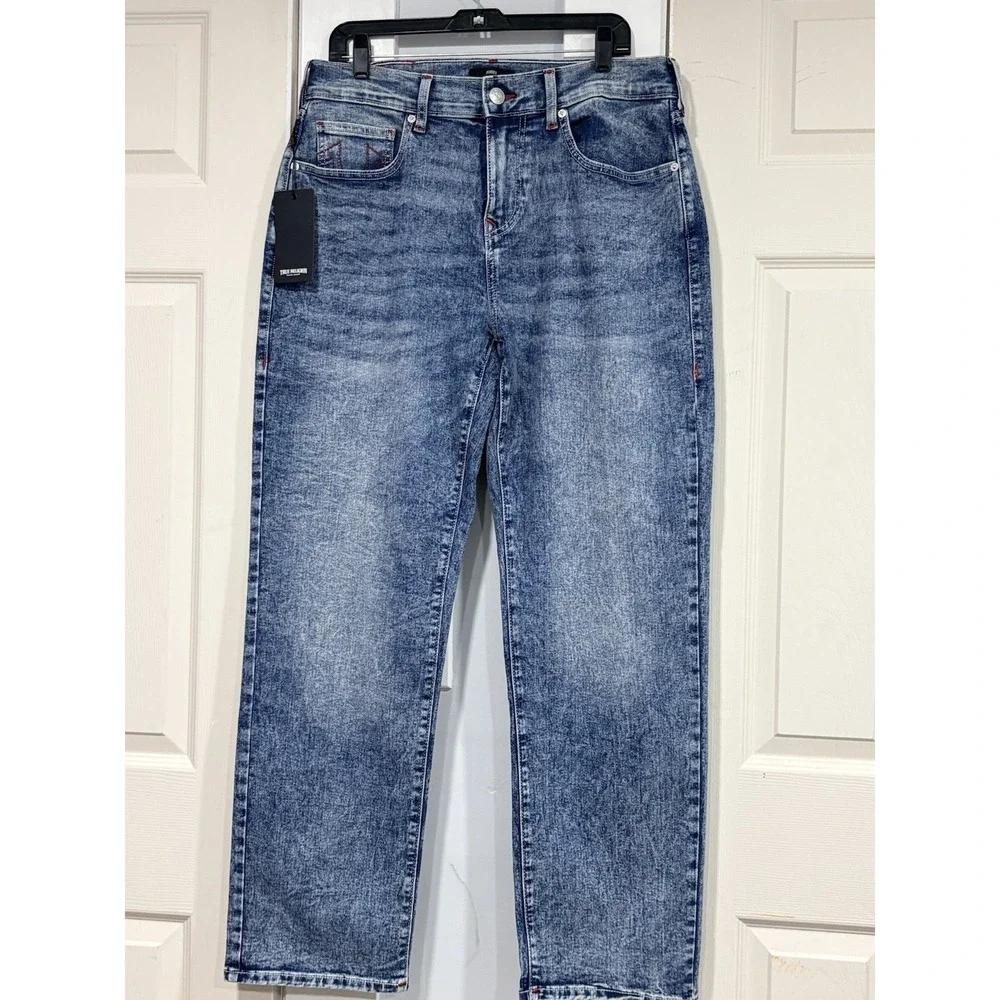 True Religion Bobby Relaxed Baggy Jeans Men's 32x32 Acid Wash Blue NWT
